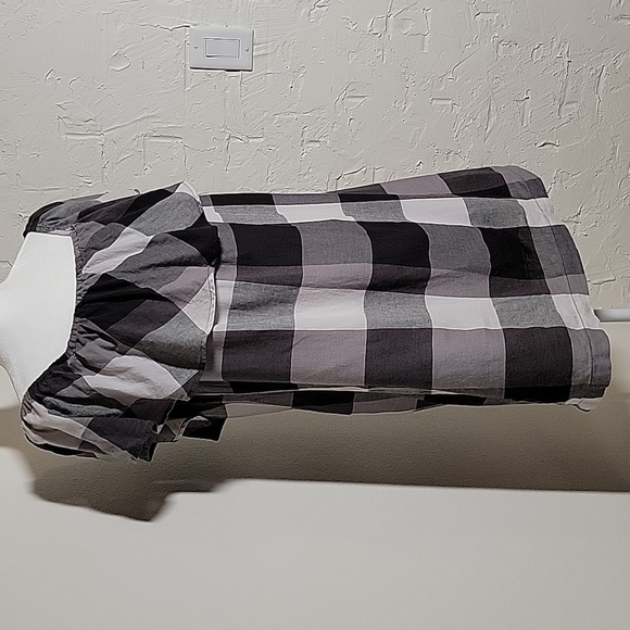 Who What Wear Mini Dress Off The Shoulder Buffalo Plaid Checkered Black White M - Picture 6 of 15